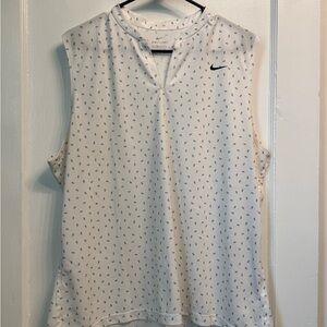 Nike Women's White Patterned Sleeveless Blouse